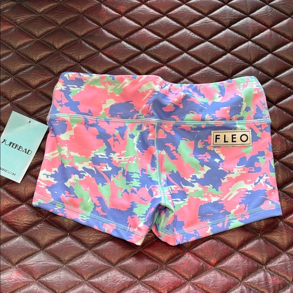 Fleo Women's Pink and Green Athletic Shorts - Picture 2 of 3